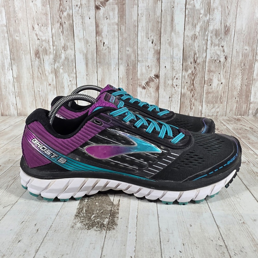 Brooks Ghost‎ 9 Womens Running Shoes Black Purple Teal 11.5 Narrow 1202252A092